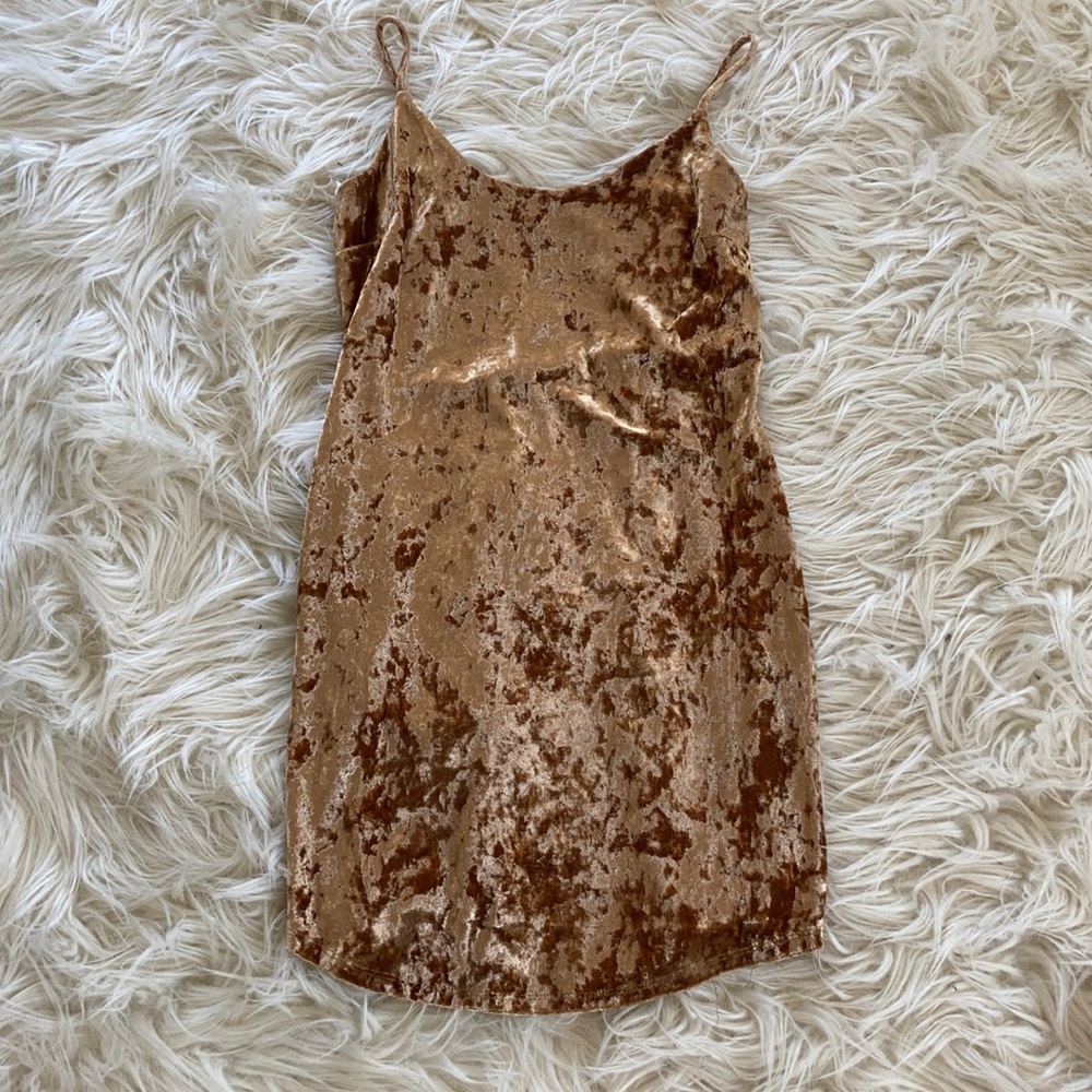 FOREVER 21: Tan Velvet Mini Dress